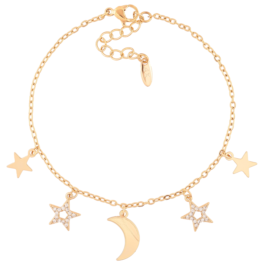 Браслет Xuping Позолота 18K Цепочка с подвесками длинна с доп. цепочкой 17-20см х 1.5мм фото №1