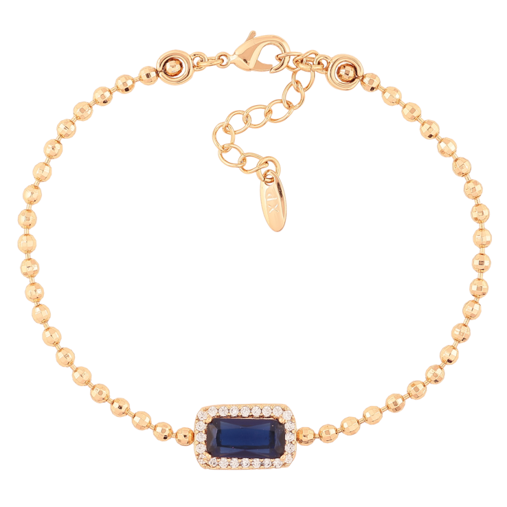 Браслет Xuping Позолота 18K Синий фианит в обрамлении циркония длинна с доп. цепочкой 17-20.5см х 2мм фото №11