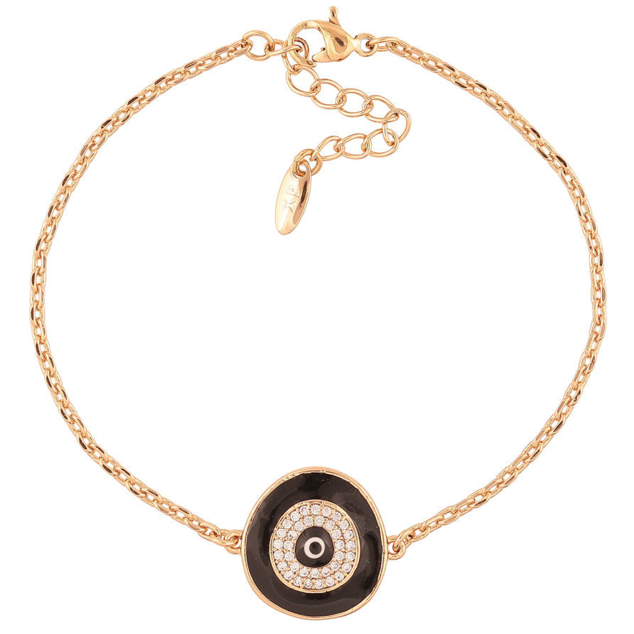 Браслет Xuping Позолота 18K Вставка с черной эмалью и цирконием длинна с доп. цепочкой 17-20см х 1.5мм фото №1