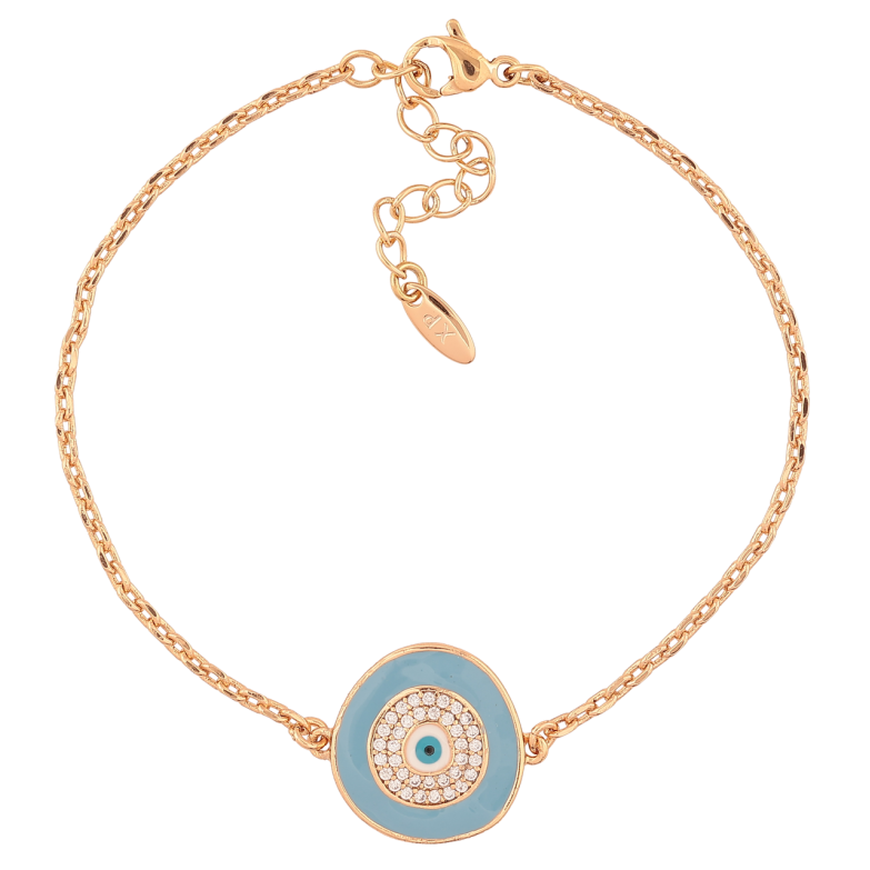 Браслет Xuping Позолота 18K Вставка с голубой эмалью и цирконием длинна с доп. цепочкой 17-20см х 1.5мм фото №1