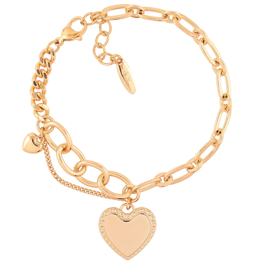 Браслет Xuping Позолота 18K Комбинированная цепочка с сердечками длинна с доп. цепочкой 18-21см х 5мм фото №1 Браслет Xuping Позолота 18K Комбинированная цепочка с сердечками длинна с доп. цепочкой 18-21см х 5мм фото №1