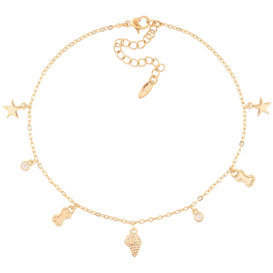 Браслет Xuping Позолота 18K на ногу Цепочка с подвесками размер с доп.цепочкой 23-28см х 1.5мм фото №1