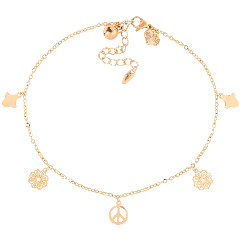 Браслет Xuping Позолота 18K на ногу Цепочка с подвесками размер с доп.цепочкой 22.5-28см х 1.5мм фото №1