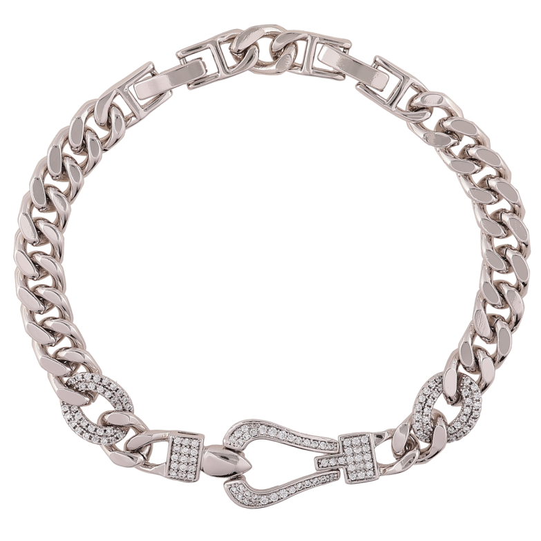 Браслет Xuping Родий Цепочка с декоративной вставкой размер с доп. замком 17,19.5см х 6.5мм фото №1