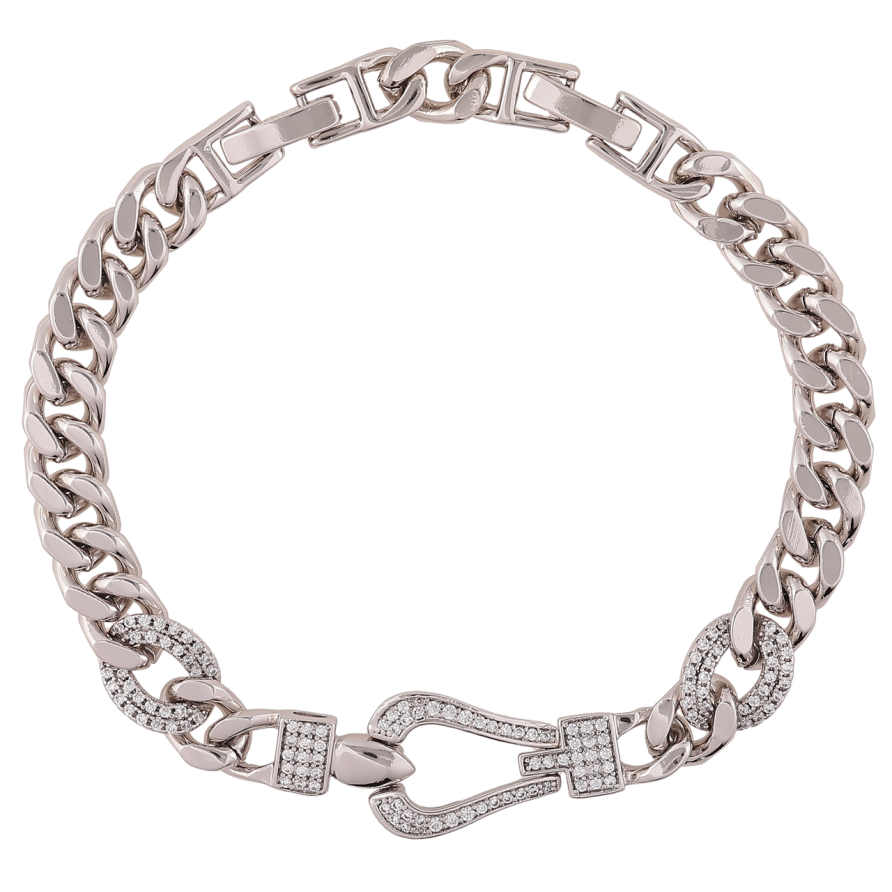 Браслет Xuping Родий Цепочка с декоративной вставкой размер с доп. замком 17,19.5см х 6.5мм фото №1 Браслет Xuping Родий Цепочка с декоративной вставкой размер с доп. замком 17,19.5см х 6.5мм фото №1