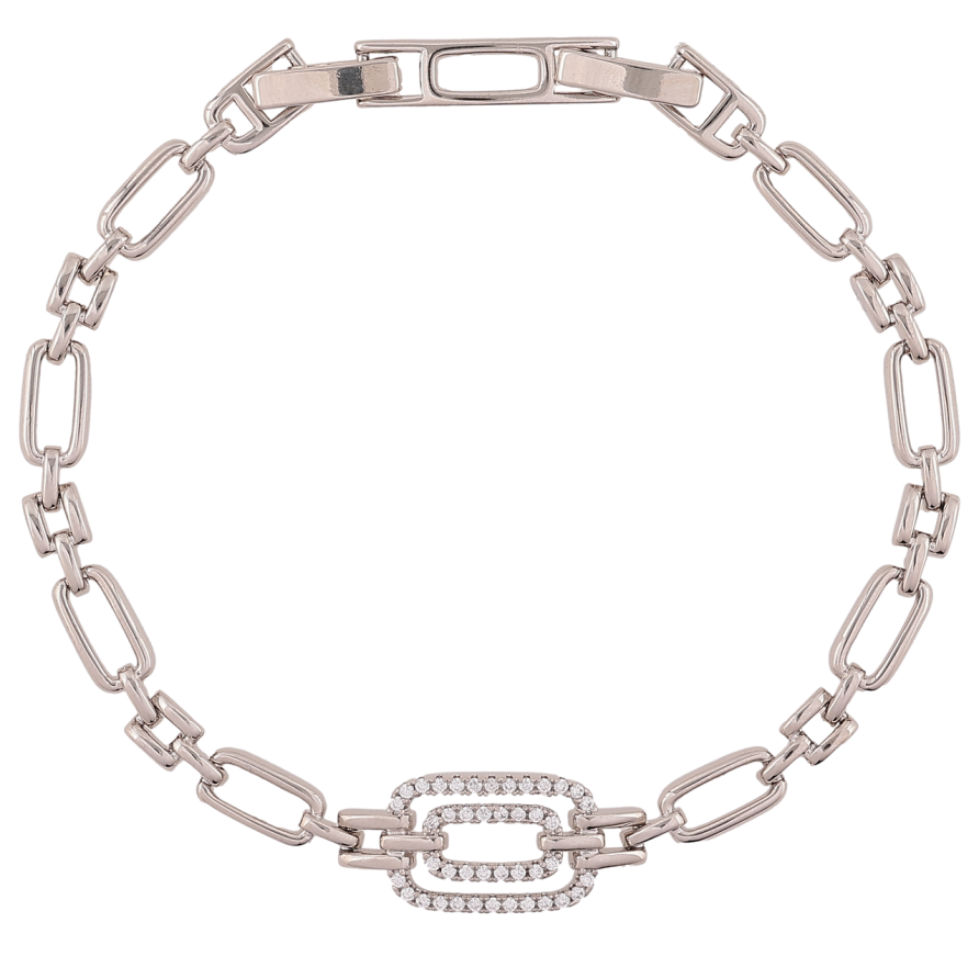 Браслет Xuping Родій «Декоративне плетіння з цирконієм» розмір з доп. замком 16.5,18.5см х 5мм фото №1