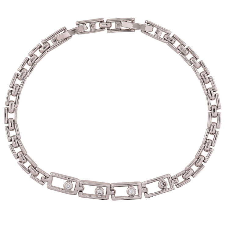 Браслет Xuping Родий Браслетное плетение с цирконием размер с доп. замком 17,19см х 4мм фото №25 Браслет Xuping Родий Браслетное плетение с цирконием размер с доп. замком 17,19см х 4мм фото №25