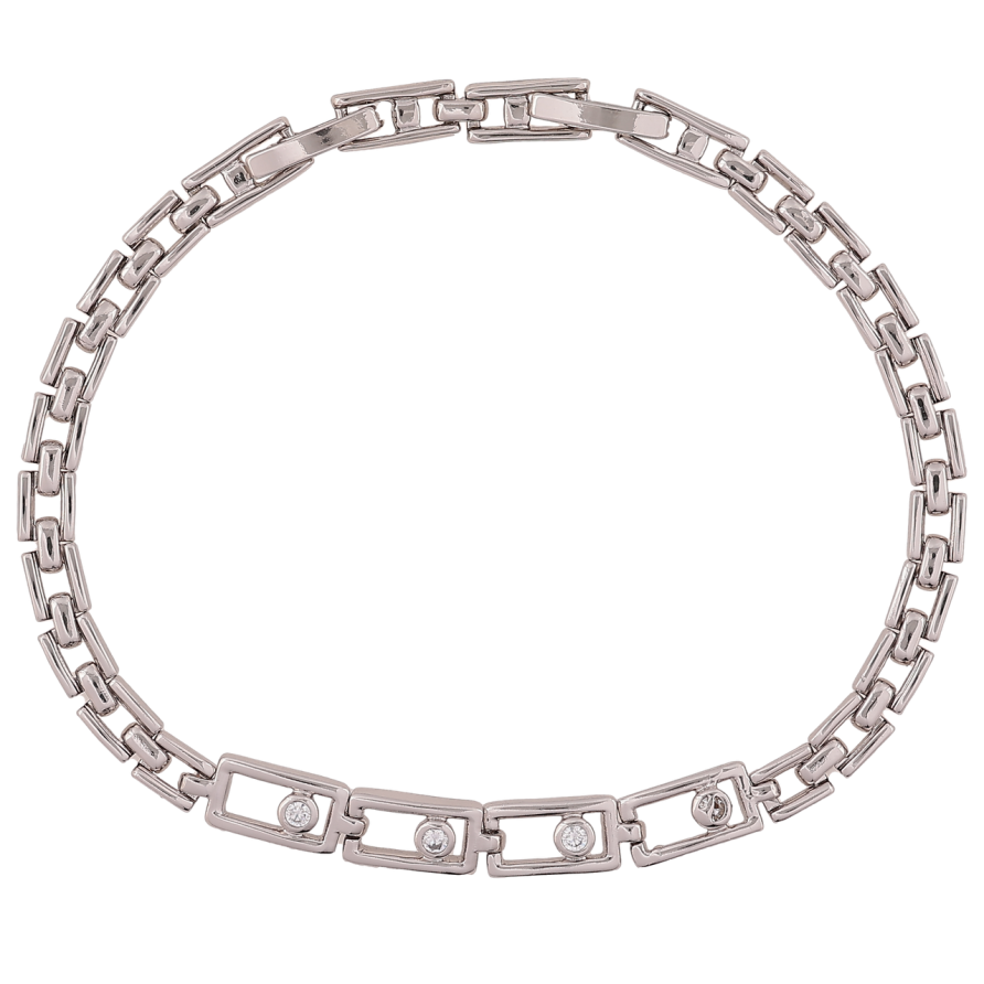 Браслет Xuping Родий Браслетное плетение с цирконием размер с доп. замком 17,19см х 4мм фото №1