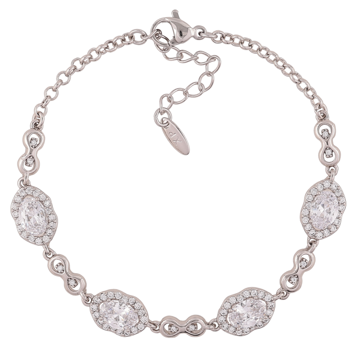 Браслет Xuping Родий Декоративный узор с кристальными вставками размер с доп. цепочкой 17-20см х 2.5мм фото №20