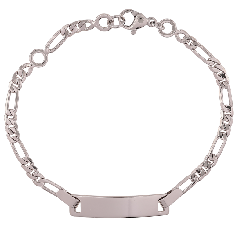 Браслет Xuping Родій «Ланцюжок Фігаро зі вставкою пластина» розмір з доп. ланкою 15,17см х 3.5мм фото №1