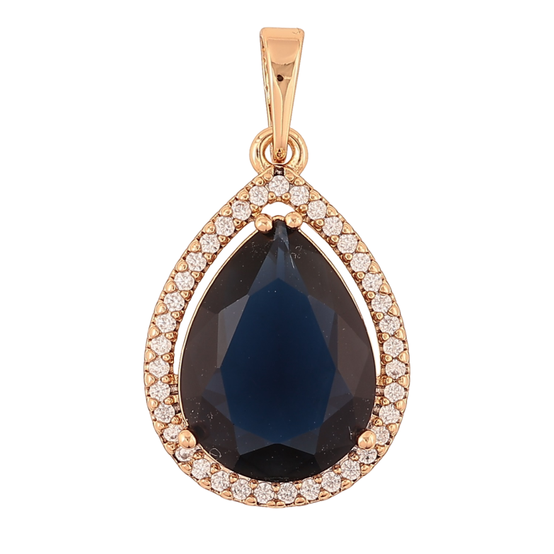 Кулон Xuping Позолота 18K «Синя кришталева крапля в обрамленні цирконію» для ланцюжка до 5мм фото №1 Кулон Xuping Позолота 18K «Синя кришталева крапля в обрамленні цирконію» для ланцюжка до 5мм фото №1