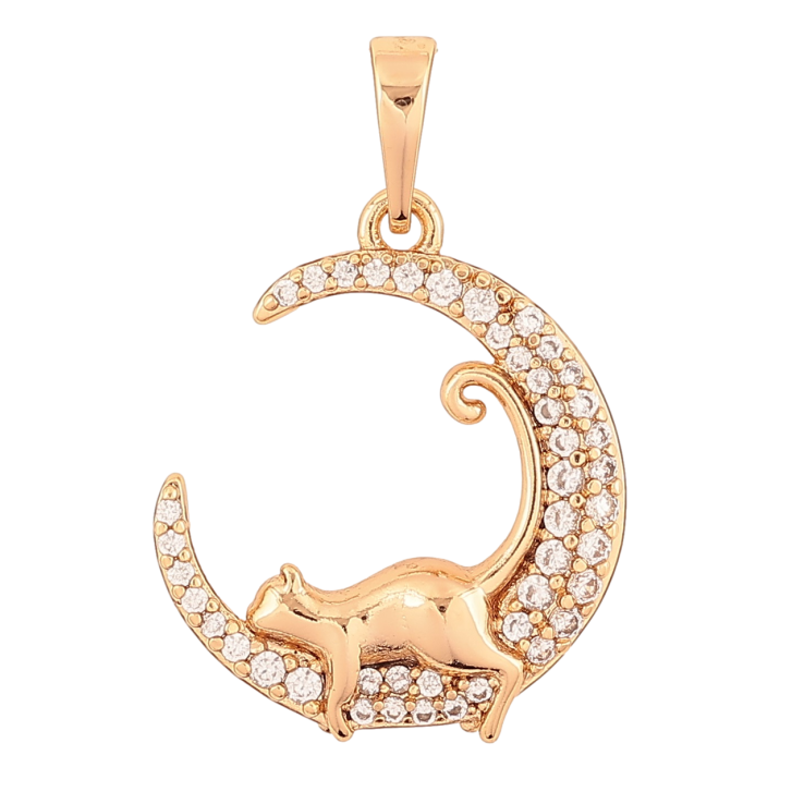 Кулон Xuping Позолота 18K «Кішка на Місяці» для ланцюжка до 6мм фото №8 Кулон Xuping Позолота 18K «Кішка на Місяці» для ланцюжка до 6мм фото №8