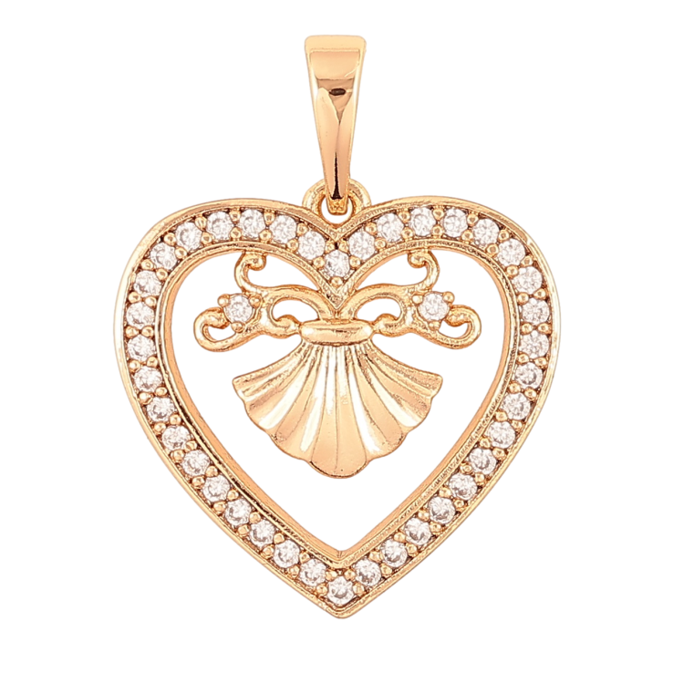 Кулон Xuping Позолота 18K «Сердечко з декоративним візерунком і цирконієм» для ланцюжка до 6мм фото №3 Кулон Xuping Позолота 18K «Сердечко з декоративним візерунком і цирконієм» для ланцюжка до 6мм фото №3