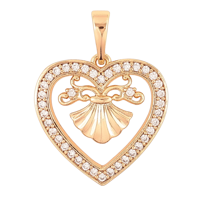 Кулон Xuping Позолота 18K «Сердечко з декоративним візерунком і цирконієм» для ланцюжка до 6мм фото №1