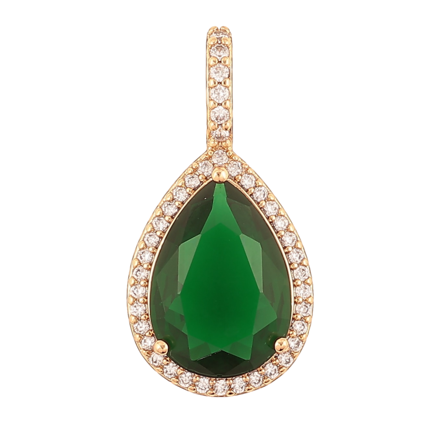 Кулон Xuping Позолота 18K «Зелена кришталева крапля» для ланцюжка до 4мм фото №1 Кулон Xuping Позолота 18K «Зелена кришталева крапля» для ланцюжка до 4мм фото №1