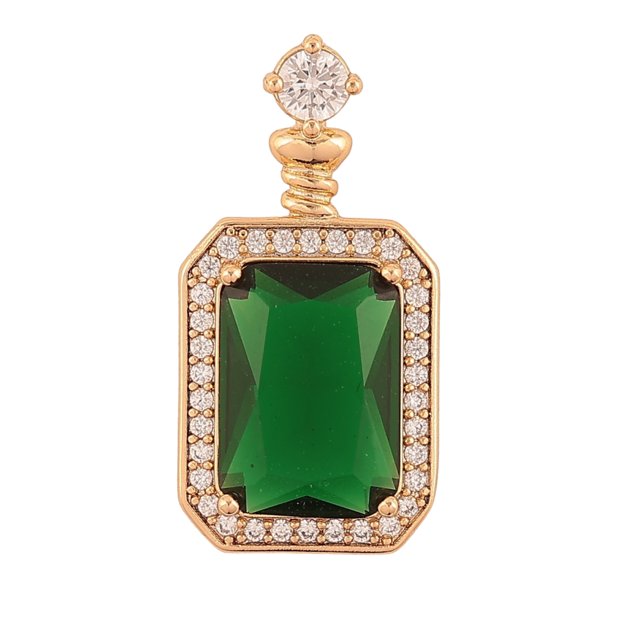 Кулон Xuping Позолота 18K «Зелений фіаніт в обрамленні цирконію» для ланцюжка до 4мм фото №1 Кулон Xuping Позолота 18K «Зелений фіаніт в обрамленні цирконію» для ланцюжка до 4мм фото №1