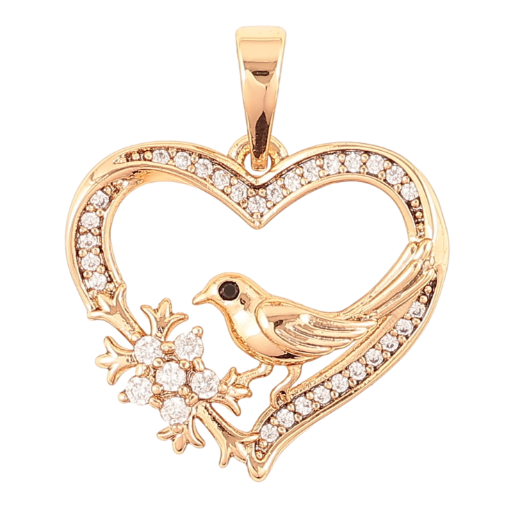 Кулон Xuping Позолота 18K «Пташка в сердечку» для ланцюжка до 6мм фото №8 Кулон Xuping Позолота 18K «Пташка в сердечку» для ланцюжка до 6мм фото №8