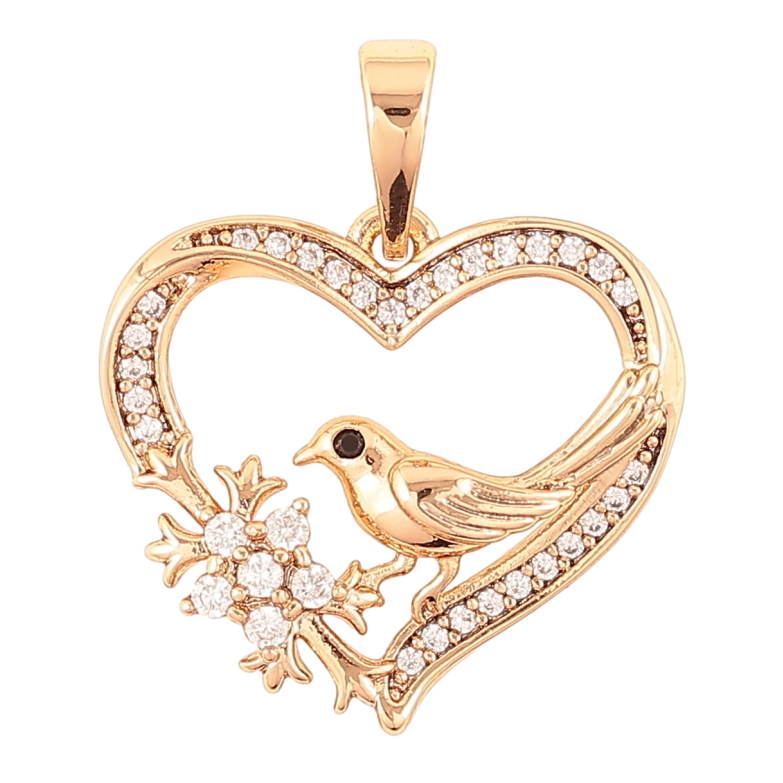 Кулон Xuping Позолота 18K «Пташка в сердечку» для ланцюжка до 6мм фото №1 Кулон Xuping Позолота 18K «Пташка в сердечку» для ланцюжка до 6мм фото №1