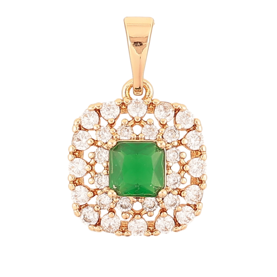 Кулон Xuping Позолота 18K «Інкрустація цирконієм із зеленим фіанітом» для ланцюжка до 5мм фото №1 Кулон Xuping Позолота 18K «Інкрустація цирконієм із зеленим фіанітом» для ланцюжка до 5мм фото №1