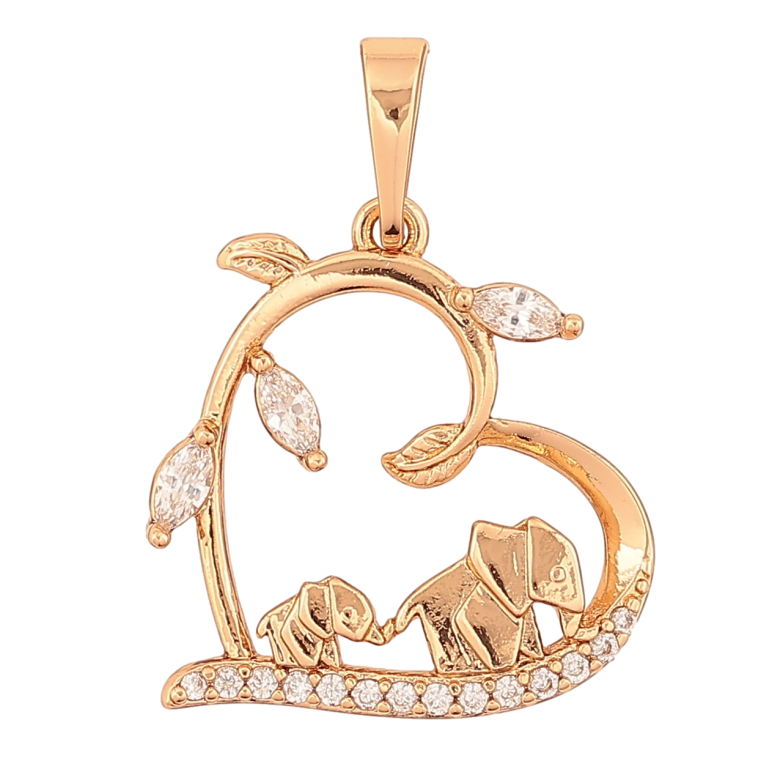 Кулон Xuping Позолота 18K Сердечко-веточка с слониками для цепочки до 6мм фото №1 Кулон Xuping Позолота 18K Сердечко-веточка с слониками для цепочки до 6мм фото №1