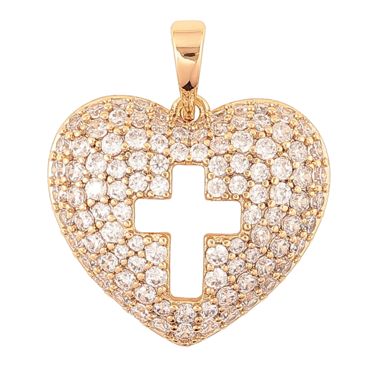 Кулон Xuping Позолота 18K «Об'ємне сердечко з інкрустацією цирконієм та хрестиком» для ланцюжка до 6мм фото №7 Кулон Xuping Позолота 18K «Об'ємне сердечко з інкрустацією цирконієм та хрестиком» для ланцюжка до 6мм фото №7