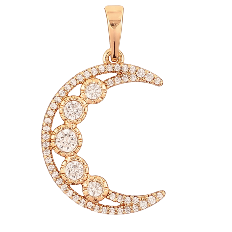 Кулон Xuping Позолота 18K Полумесяц с цирконием для цепочки до 6мм фото №1