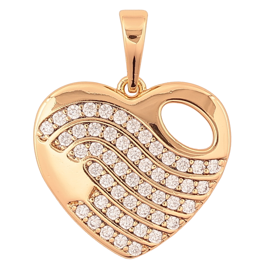 Кулон Xuping Позолота 18K «Сердечко з інкрустацією» для ланцюжка до 6мм фото №1 Кулон Xuping Позолота 18K «Сердечко з інкрустацією» для ланцюжка до 6мм фото №1