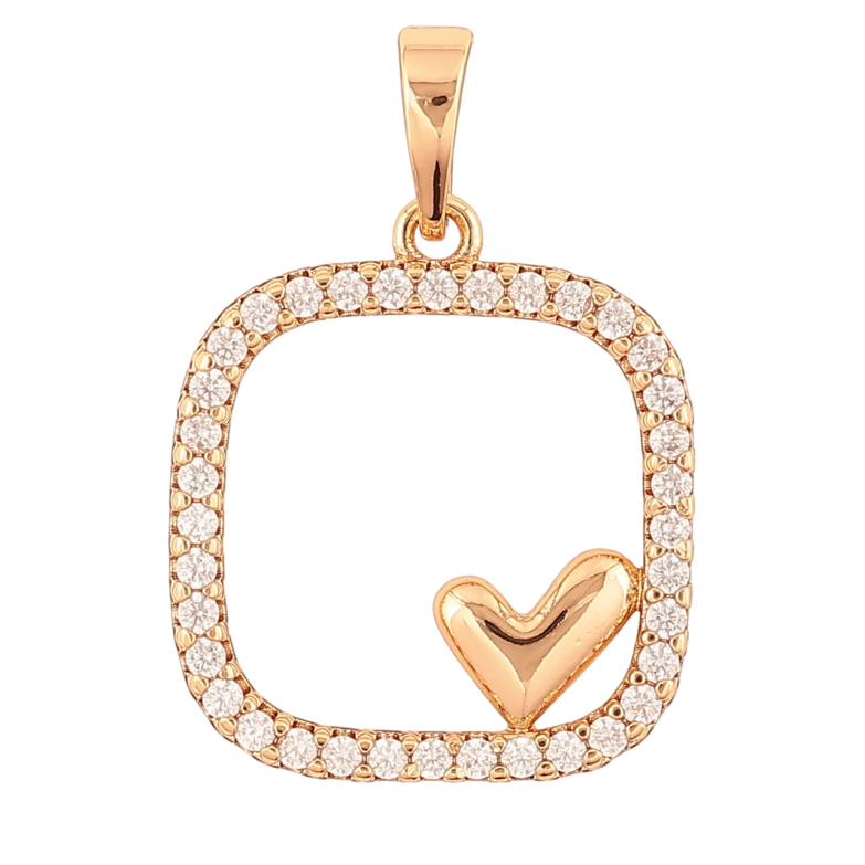 Кулон Xuping Позолота 18K «Сердечко в квадраті» для ланцюжка до 6мм фото №1