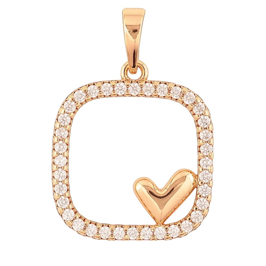 Кулон Xuping Позолота 18K «Сердечко в квадраті» для ланцюжка до 6мм фото №1