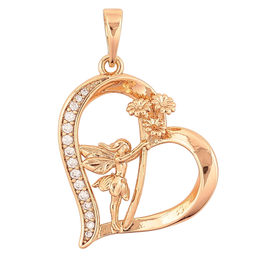 Кулон Xuping Позолота 18K «Сердечко з феєю» для ланцюжка до 6мм фото №1 Кулон Xuping Позолота 18K «Сердечко з феєю» для ланцюжка до 6мм фото №1