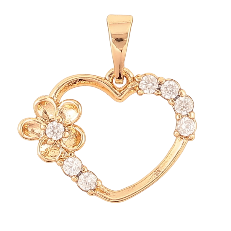 Кулон Xuping Позолота 18K Сердечко с цветочком для цепочки до 5мм фото №1