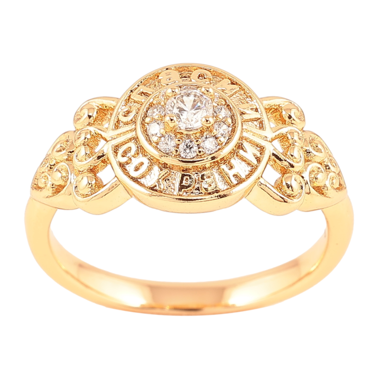 Каблучка Xuping Позолота 18K Напис «Спаси і Збережи» з візерунком цирконієм» фото №1