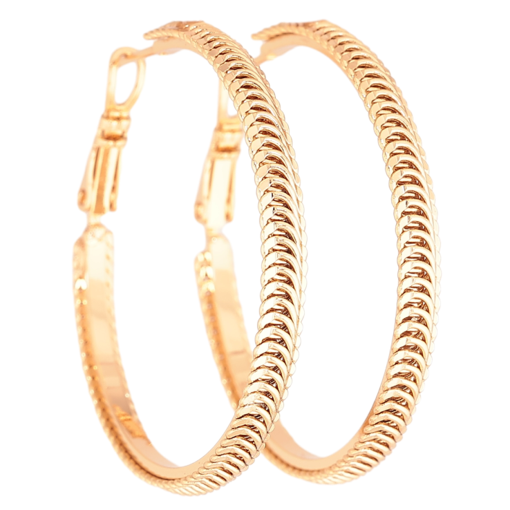 Серьги Xuping Позолота 18K кольца (конго) Декоративный узор ø 4см фото №24