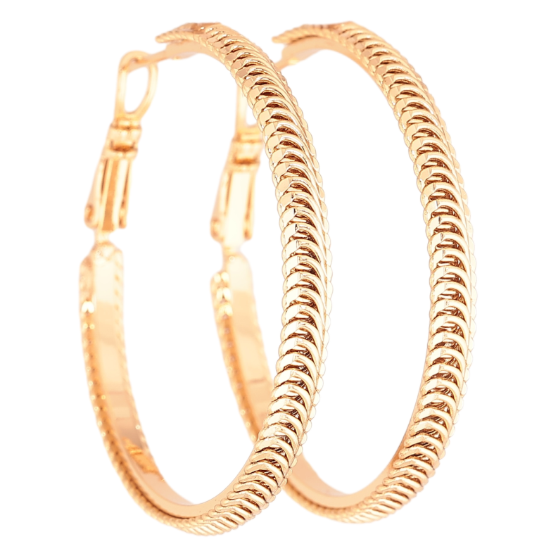 Сережки Xuping Позолота 18K кільця (конго) «Декоративний візерунок» ø 4см фото №1