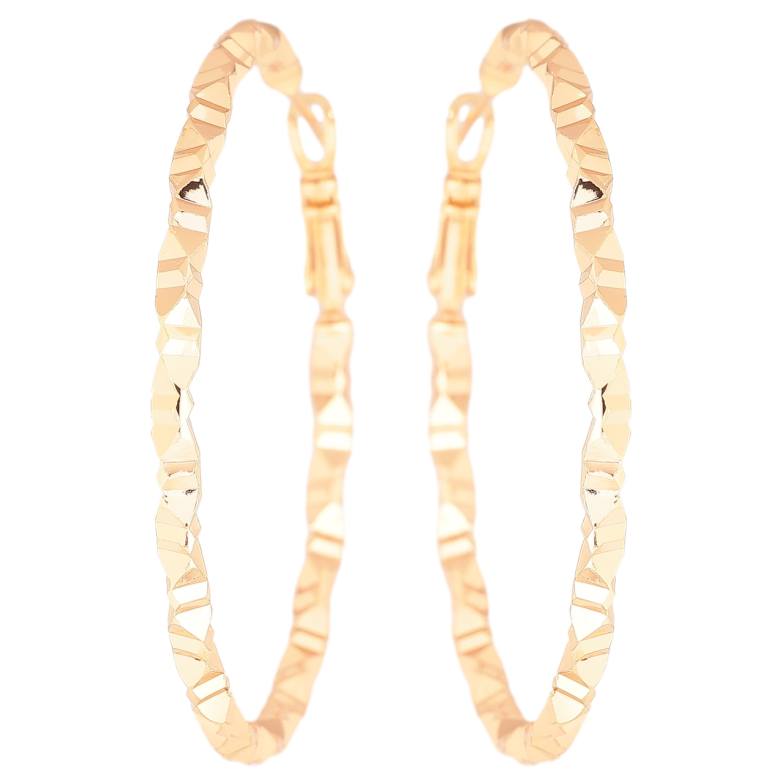 Сережки Xuping Позолота 18K кільця (конго) «Декоративний візерунок» ø 5см фото №2 Сережки Xuping Позолота 18K кільця (конго) «Декоративний візерунок» ø 5см фото №2