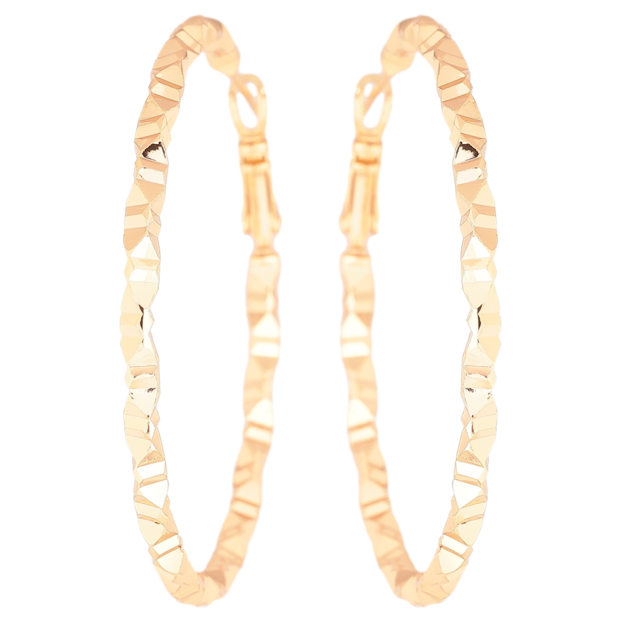 Сережки Xuping Позолота 18K кільця (конго) «Декоративний візерунок» ø 5см фото №1 Сережки Xuping Позолота 18K кільця (конго) «Декоративний візерунок» ø 5см фото №1