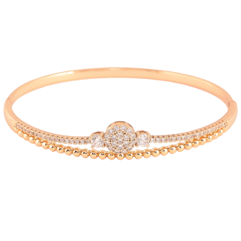 Браслет Xuping Позолота 18K «Візерунок з інкрустацією цирконієм» ø 6см фото №1