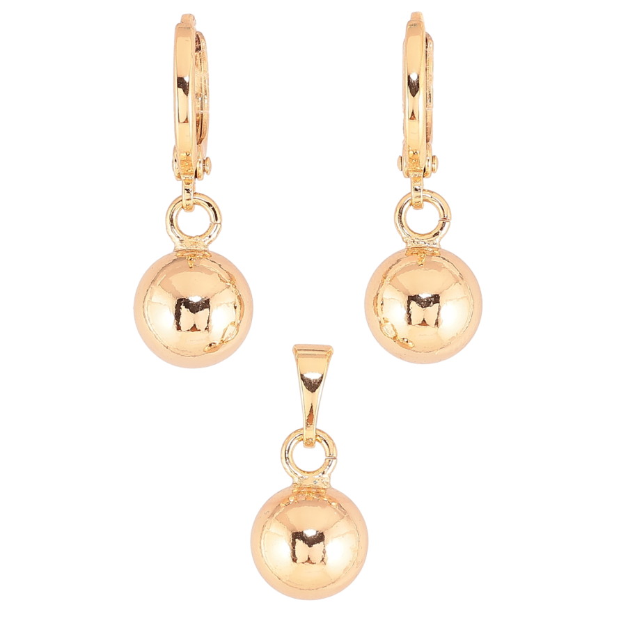 Набор Xuping Позолота 18K Серьги Кулон Шарики ø 8мм фото №1 Набор Xuping Позолота 18K Серьги Кулон Шарики ø 8мм фото №1