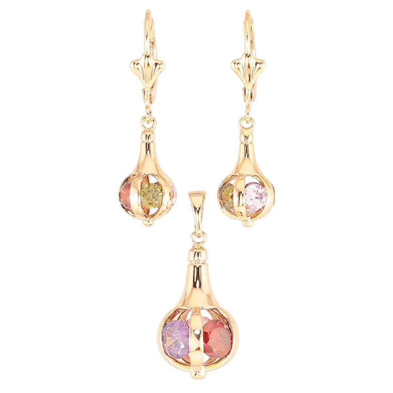 Набір Xuping Позолота 18K Сережки Кулон «Підвіски з різнокольоровими фіанітами» фото №1 Набір Xuping Позолота 18K Сережки Кулон «Підвіски з різнокольоровими фіанітами» фото №1