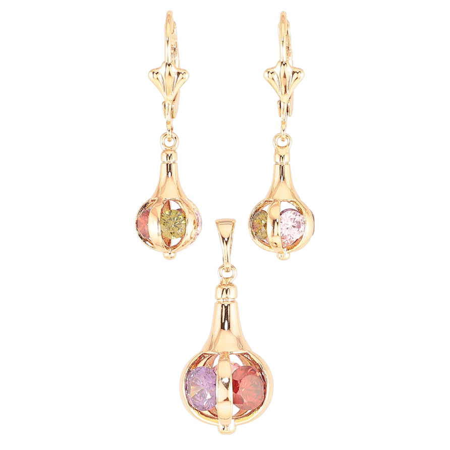 Набір Xuping Позолота 18K Сережки Кулон «Підвіски з різнокольоровими фіанітами» фото №1 Набір Xuping Позолота 18K Сережки Кулон «Підвіски з різнокольоровими фіанітами» фото №1