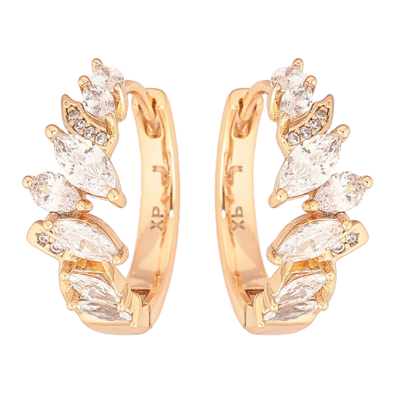 Серьги Xuping Позолота 18K колечки Узор из кристаллов фото №1 Серьги Xuping Позолота 18K колечки Узор из кристаллов фото №1