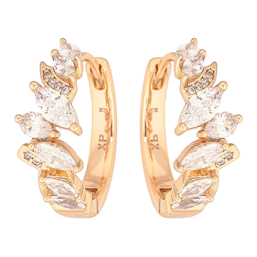 Сережки Xuping Позолота 18K колечка «Візерунок з кристалів» фото №1