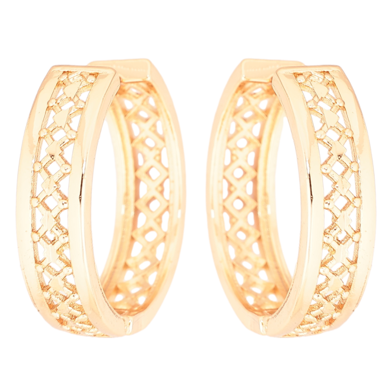 Сережки Xuping Позолота 18K колечка «Різьблений візерунок» фото №1