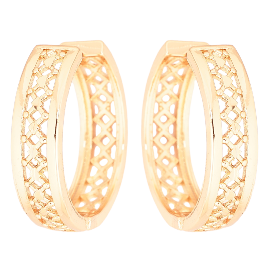 Серьги Xuping Позолота 18K колечки Резной узор фото №1