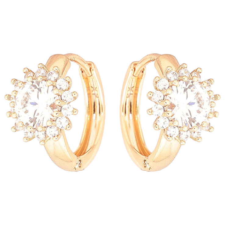 Серьги Xuping Позолота 18K колечки Кристальные цветочки фото №18