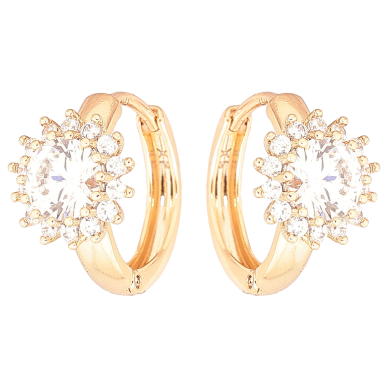 Серьги Xuping Позолота 18K колечки Кристальные цветочки фото №1 Серьги Xuping Позолота 18K колечки Кристальные цветочки фото №1