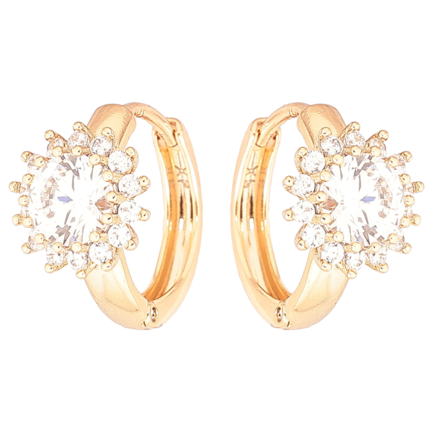 Серьги Xuping Позолота 18K колечки Кристальные цветочки фото №1