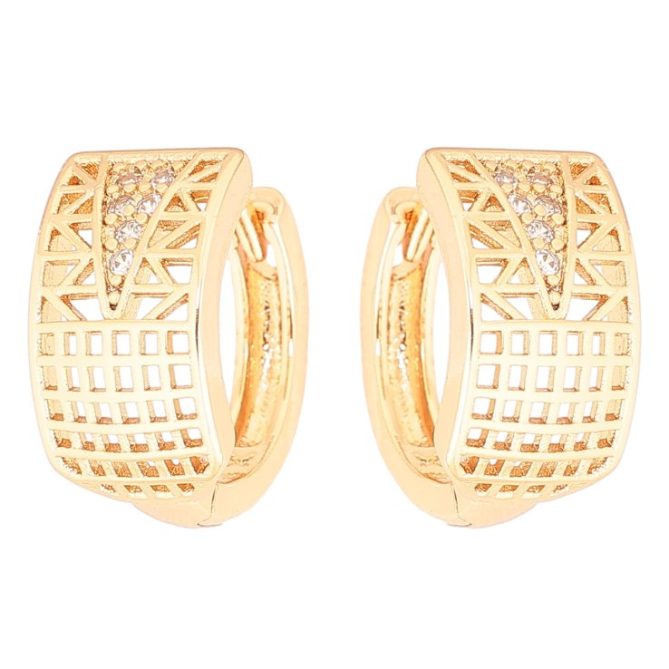 Серьги Xuping Позолота 18K колечки Резной узор с цирконием фото №4