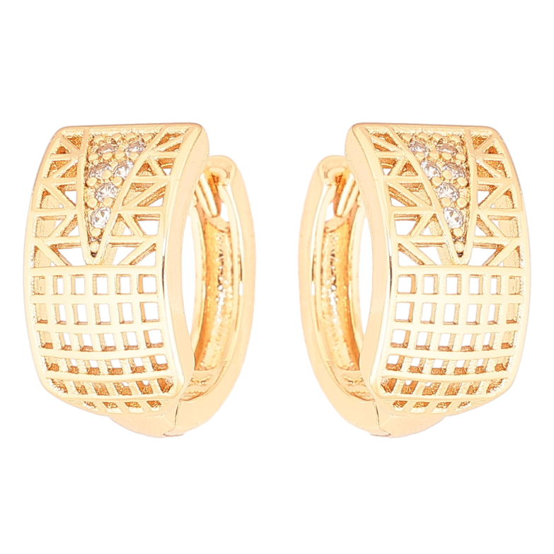 Серьги Xuping Позолота 18K колечки Резной узор с цирконием фото №1