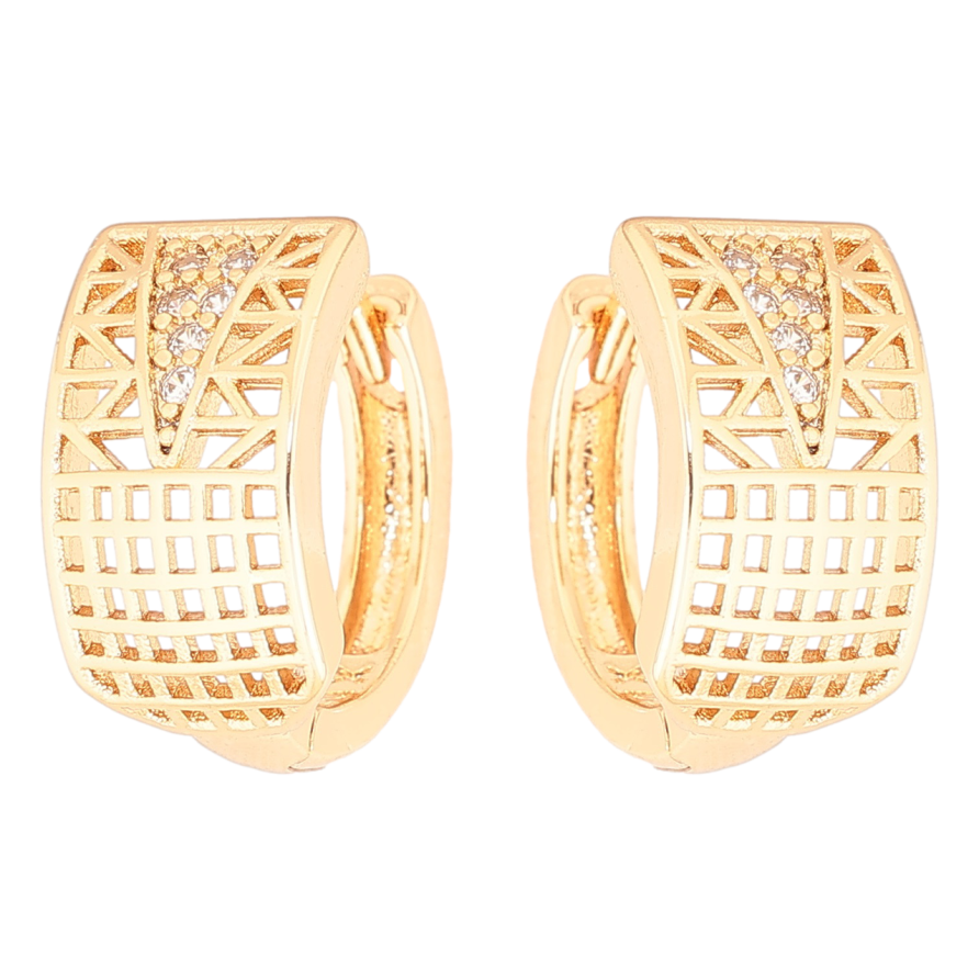 Серьги Xuping Позолота 18K колечки Резной узор с цирконием фото №1